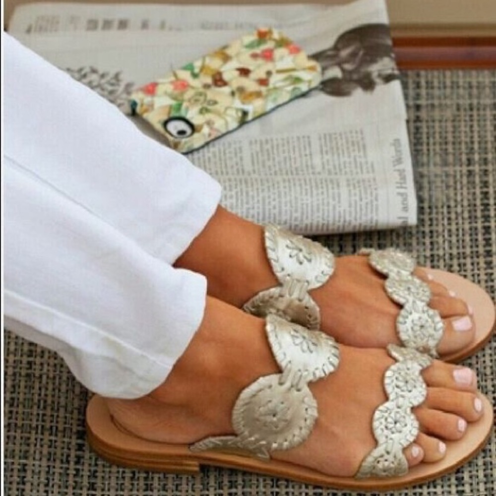 Jack Rogers Silver Lauren Sandal size 9.5
